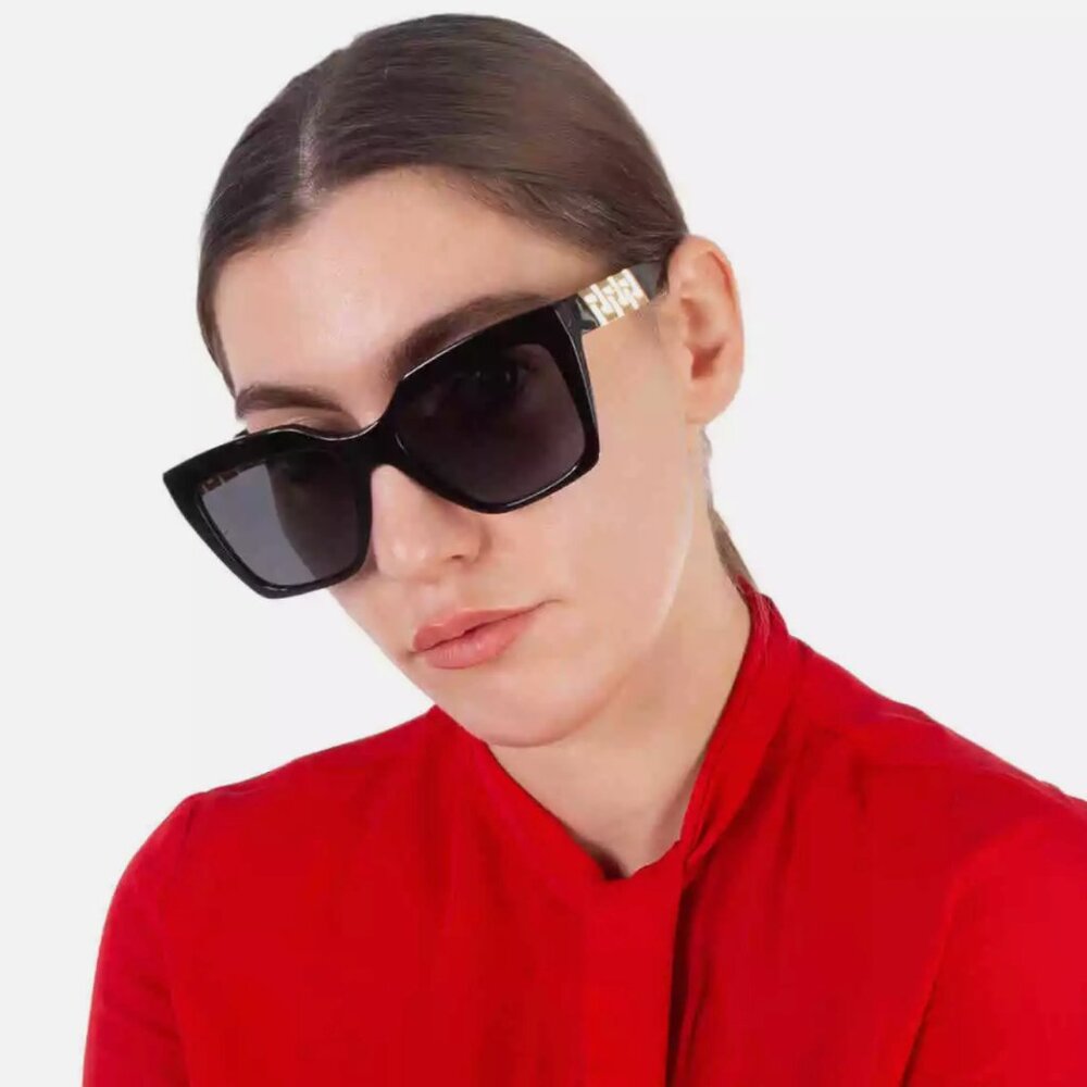 Versace Black Ladies Grey Sunglasses 56mm